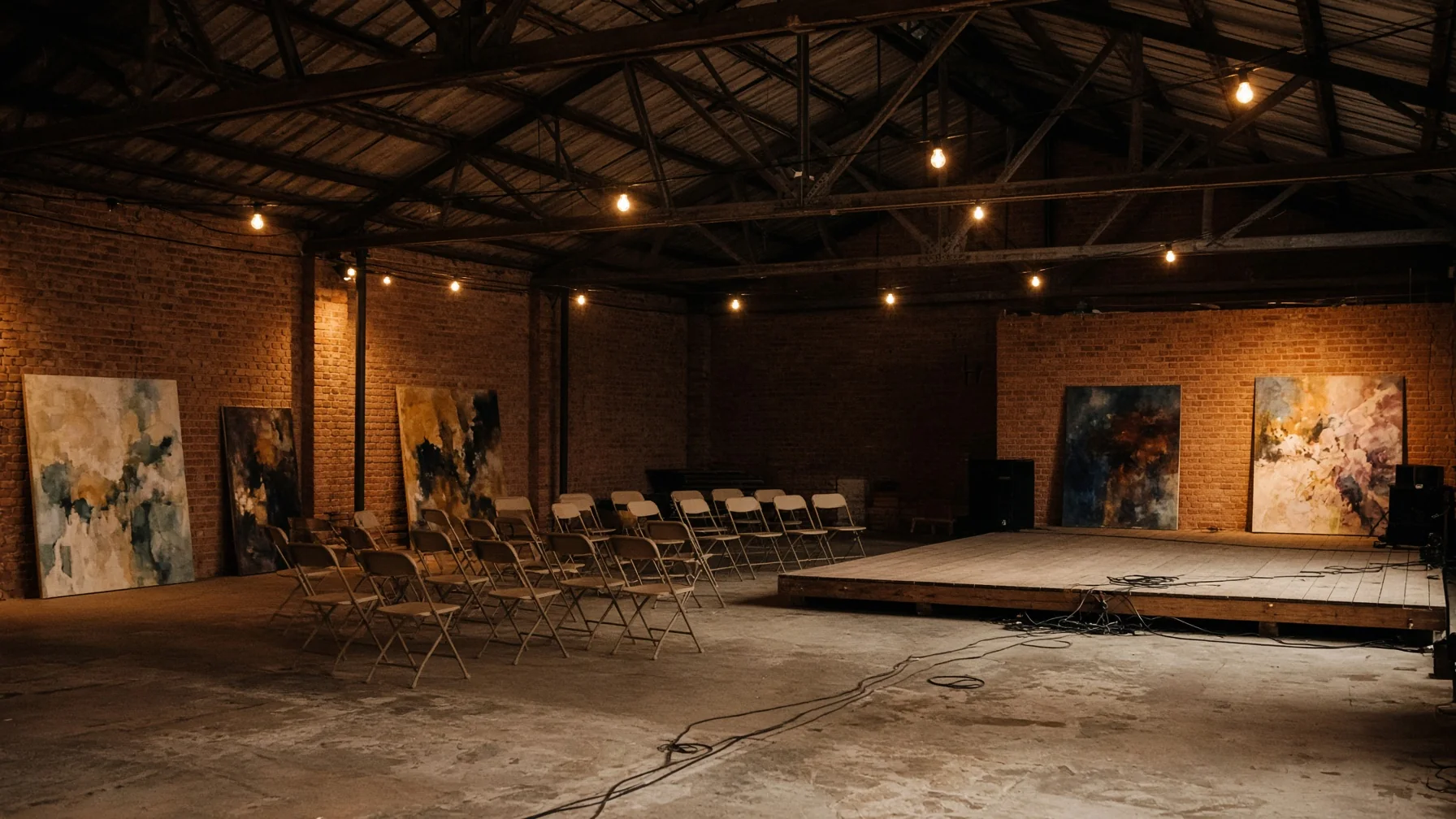 Espace culturel et œuvres, visuel éditorial d’ambiance